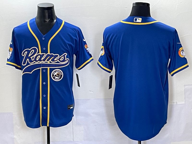 Men 2025 Los Angeles Rams Blank Blue Second generation joint name Nike Limited NFL Jersey style 06->chicago bulls->NBA Jersey